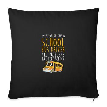 Chauffeur d’autobus scolaire Autobus scolaire - Housse de coussin décorative 45 x 45 cm - noir - Devant