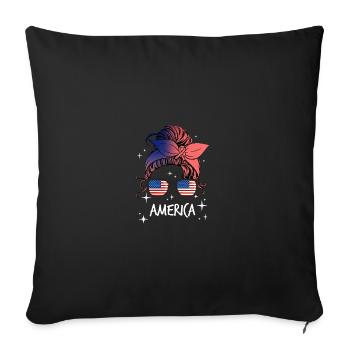États-Unis - Housse de coussin décorative 45 x 45 cm - noir - Devant
