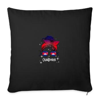 Cambodge - Housse de coussin décorative 45 x 45 cm - noir - Devant