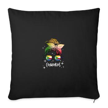 Comoros - Sofa pillowcase 17,3'' x 17,3'' (45 x 45 cm) - black - Front