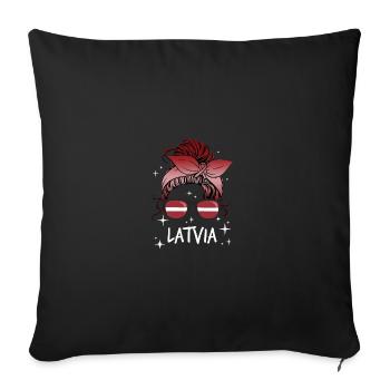 Lettonie - Housse de coussin décorative 45 x 45 cm - noir - Devant