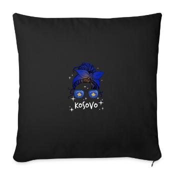 Kosovo - Sofa pillowcase 17,3'' x 17,3'' (45 x 45 cm) - black - Front