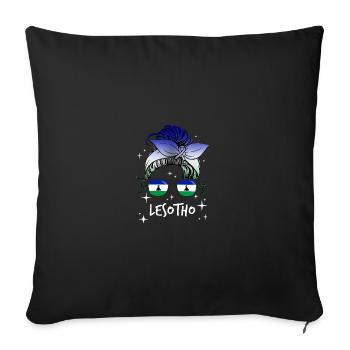 Lesotho - Housse de coussin décorative 45 x 45 cm - noir - Devant