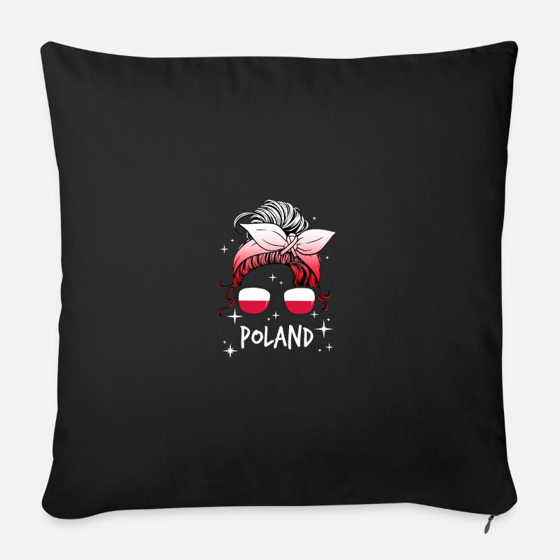 Pologne - Housse de coussin décorative 45 x 45 cm - noir
