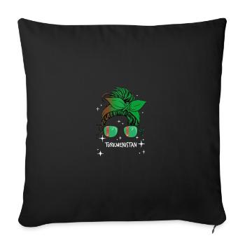 Turkménistan - Housse de coussin décorative 45 x 45 cm - noir - Devant