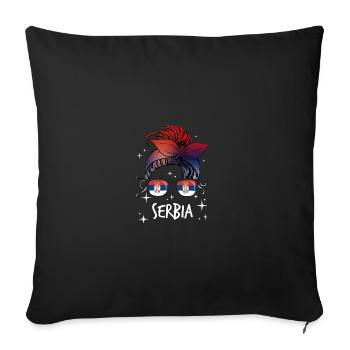 Serbie - Housse de coussin décorative 45 x 45 cm - noir - Devant