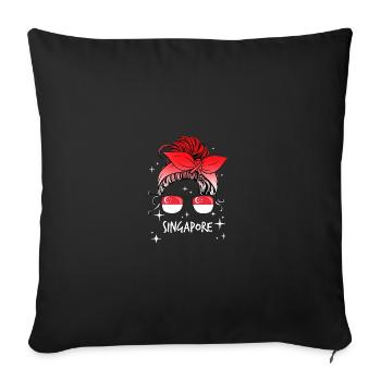 Singapour - Housse de coussin décorative 45 x 45 cm - noir - Devant