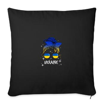 Ukraine - Sofa pillowcase 17,3'' x 17,3'' (45 x 45 cm) - black - Front
