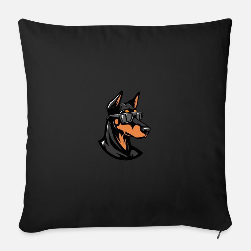 Doberman chien animal cool - Housse de coussin décorative 45 x 45 cm - noir