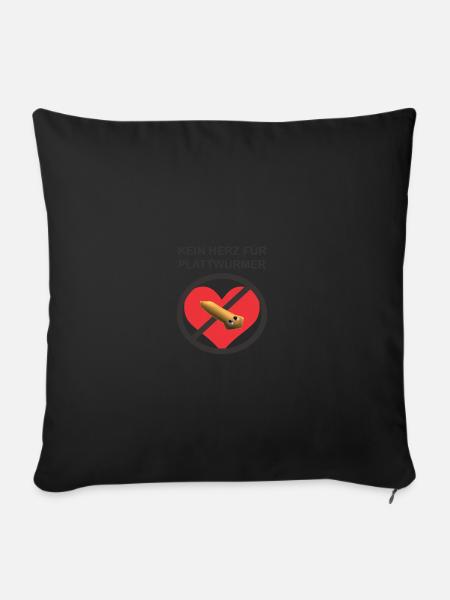 Kein Herz für Plattwürmer - Sofakissenbezug 45 x 45 cm - Schwarz