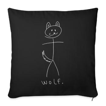 loup. (lignes blanches) (par Leni Riosa) - Housse de coussin décorative 45 x 45 cm - noir - Devant