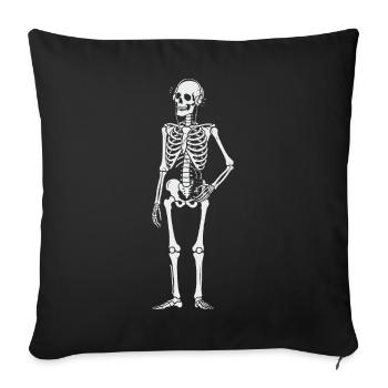 Squelette écoutant Walkman - Housse de coussin décorative 45 x 45 cm - noir - Devant