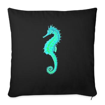 Seahorse Turquoise. Sealife. Sea Horse - Sofa pillowcase 17,3'' x 17,3'' (45 x 45 cm) - black - Front
