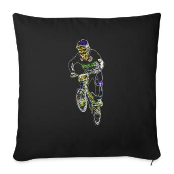 bmx race racing mountain bike motocross - Sofa pillowcase 17,3'' x 17,3'' (45 x 45 cm) - black - Front