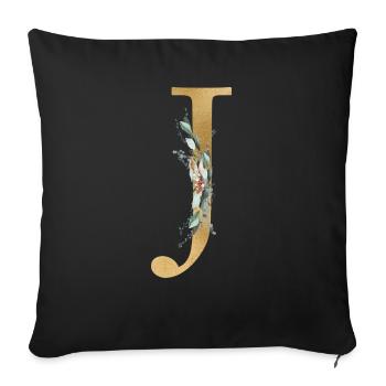 Customizable Monogram J - Sofa pillowcase 17,3'' x 17,3'' (45 x 45 cm) - black - Front