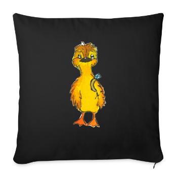 Entchen Malte mit Ring - Sofakissenbezug 45 x 45 cm - Schwarz - Vorne