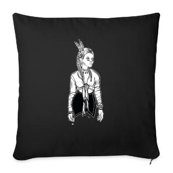 Indian woman // Headdress - Sofa pillowcase 17,3'' x 17,3'' (45 x 45 cm) - black - Front
