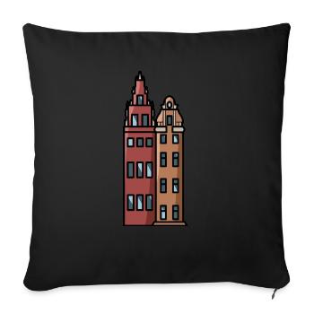STORTORGET Geschäftshäuser in Stockholm, Schweden - Sofakissenbezug 45 x 45 cm - Schwarz - Vorne