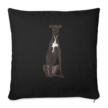 Lévrier italien Greyhound Chiens - Housse de coussin décorative 45 x 45 cm - noir - Devant