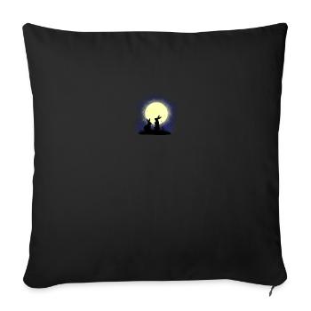 Two rabbits at the full moon - Sofa pillowcase 17,3'' x 17,3'' (45 x 45 cm) - black - Front