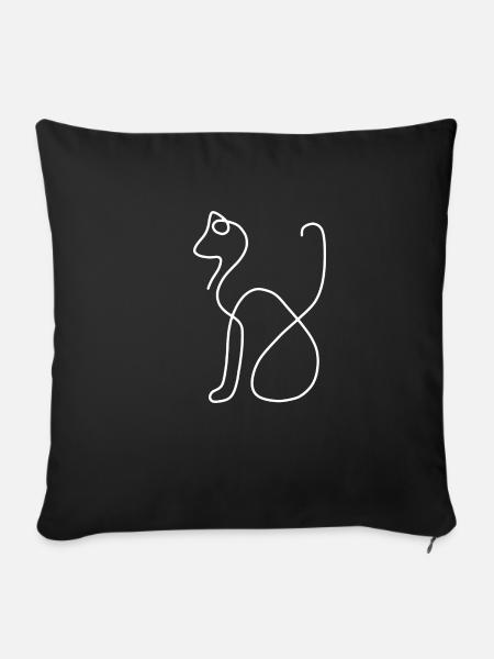 one line Katze - Sofakissenbezug 45 x 45 cm - Schwarz