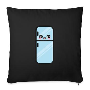 Réfrigérateur Mignon Kawaii - Housse de coussin décorative 45 x 45 cm - noir - Devant