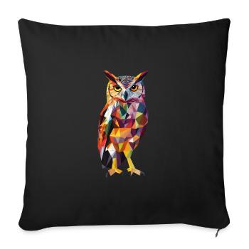 Low Poly Owl – un design moderne pour les petits malins - Housse de coussin décorative 45 x 45 cm - noir - Devant