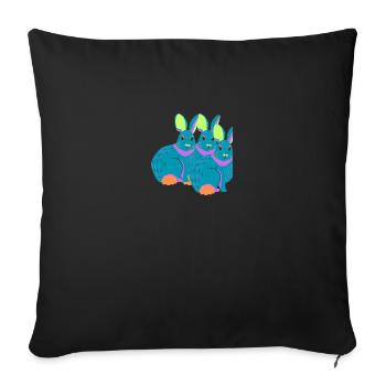 Rabbit family - Sofa pillowcase 17,3'' x 17,3'' (45 x 45 cm) - black - Front