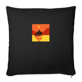 Fiktiver Sonnenuntergang mit Segelboot - Sofakissenbezug 45 x 45 cm - Schwarz - Vorne