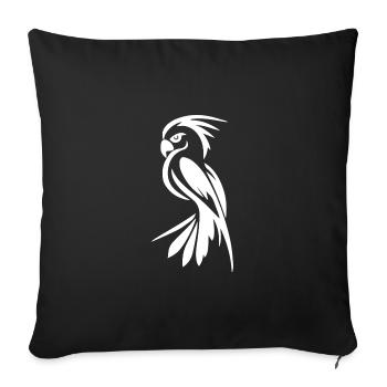 Perroquet Portrait Tatouage Dessin d’Oiseau - Housse de coussin décorative 45 x 45 cm - noir - Devant