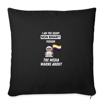LGBTQIA Cadeau de loutre d’astronaute non binaire LGBT - Housse de coussin décorative 45 x 45 cm - noir - Devant