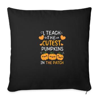 J’enseigne la citation la plus douce et drôle citrouille kol - Housse de coussin décorative 45 x 45 cm - noir - Devant