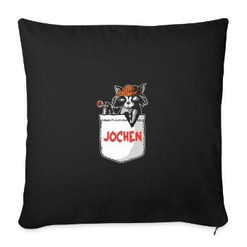 Waschbär Jochen - Sofakissenbezug 45 x 45 cm - Schwarz - Vorne