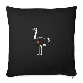 Oiseau style rétro autruche Strauss Bouquet Motif - Housse de coussin décorative 45 x 45 cm - noir - Devant