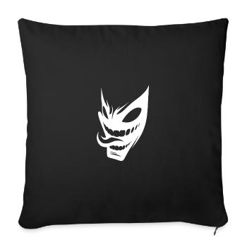 Masque d’Halloween effrayant et souriant - Housse de coussin décorative 45 x 45 cm - noir - Devant