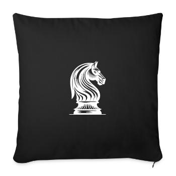 pièce d’échecs cheval chevalier tatouage d’échecs - Housse de coussin décorative 45 x 45 cm - noir - Devant
