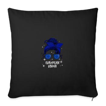 Union européenne - Housse de coussin décorative 45 x 45 cm - noir - Devant