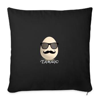 Tamago - Oeuf avec lunettes de soleil et moustache - Housse de coussin décorative 45 x 45 cm - noir - Devant