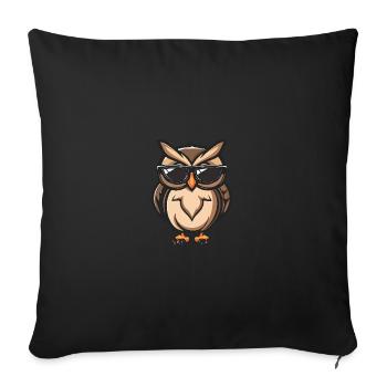 Owl Cool Animal - Sofa pillowcase 17,3'' x 17,3'' (45 x 45 cm) - black - Front