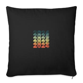 Année 2024 - Housse de coussin décorative 45 x 45 cm - noir - Devant