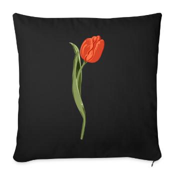 Vivid Red Tulip Illustration - Sofa pillowcase 17,3'' x 17,3'' (45 x 45 cm) - black - Front
