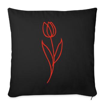 Sketch of a Red Flower - Sofa pillowcase 17,3'' x 17,3'' (45 x 45 cm) - black - Front