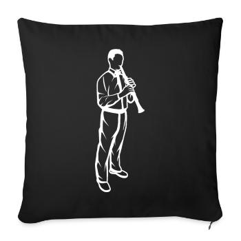Little clarinet player - Sofa pillowcase 17,3'' x 17,3'' (45 x 45 cm) - black - Front