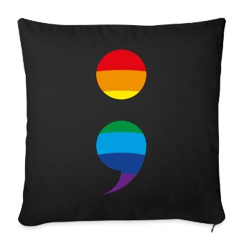Semicolon Suicide Prevention Semicolon Semi Colon - Sofa pillowcase 17,3'' x 17,3'' (45 x 45 cm) - black - Front