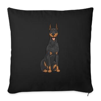 Doberman Pinscher Chien Dobie - Housse de coussin décorative 45 x 45 cm - noir - Devant