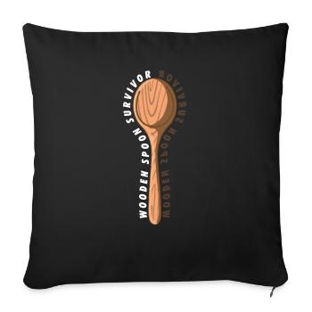 Wooden Spoon Survivor Meme Adulting Funny Italian - Sofakissenbezug 45 x 45 cm - Schwarz - Vorne