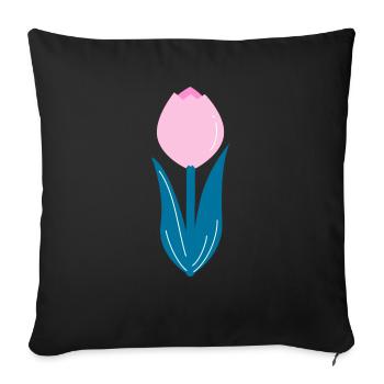 Pink tulip - Sofa pillowcase 17,3'' x 17,3'' (45 x 45 cm) - black - Front