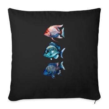 Bunte Meeresfische Trio - Sofakissenbezug 45 x 45 cm - Schwarz - Vorne