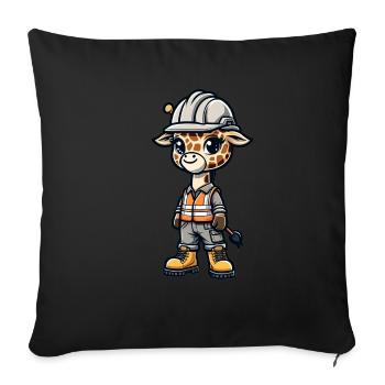 Cute Giraffe Construction Worker - Sofa pillowcase 17,3'' x 17,3'' (45 x 45 cm) - black - Front
