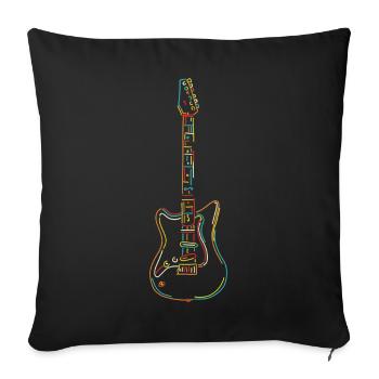 E-Gitarre Lineart Ilustration Gitarrist Geschenk - Sofakissenbezug 45 x 45 cm - Schwarz - Vorne